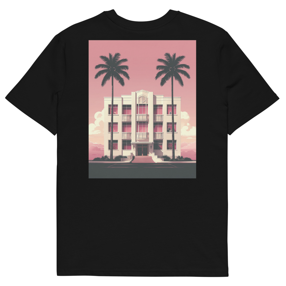Art Deco Shirt Coral Gables Miami 80s Architektur Rückenprint schwarz